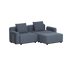 Dark gray modular outdoor lounge sofa with two back cushions and an extended chaise section designed by sackit for Scandinavian gardens and terraces