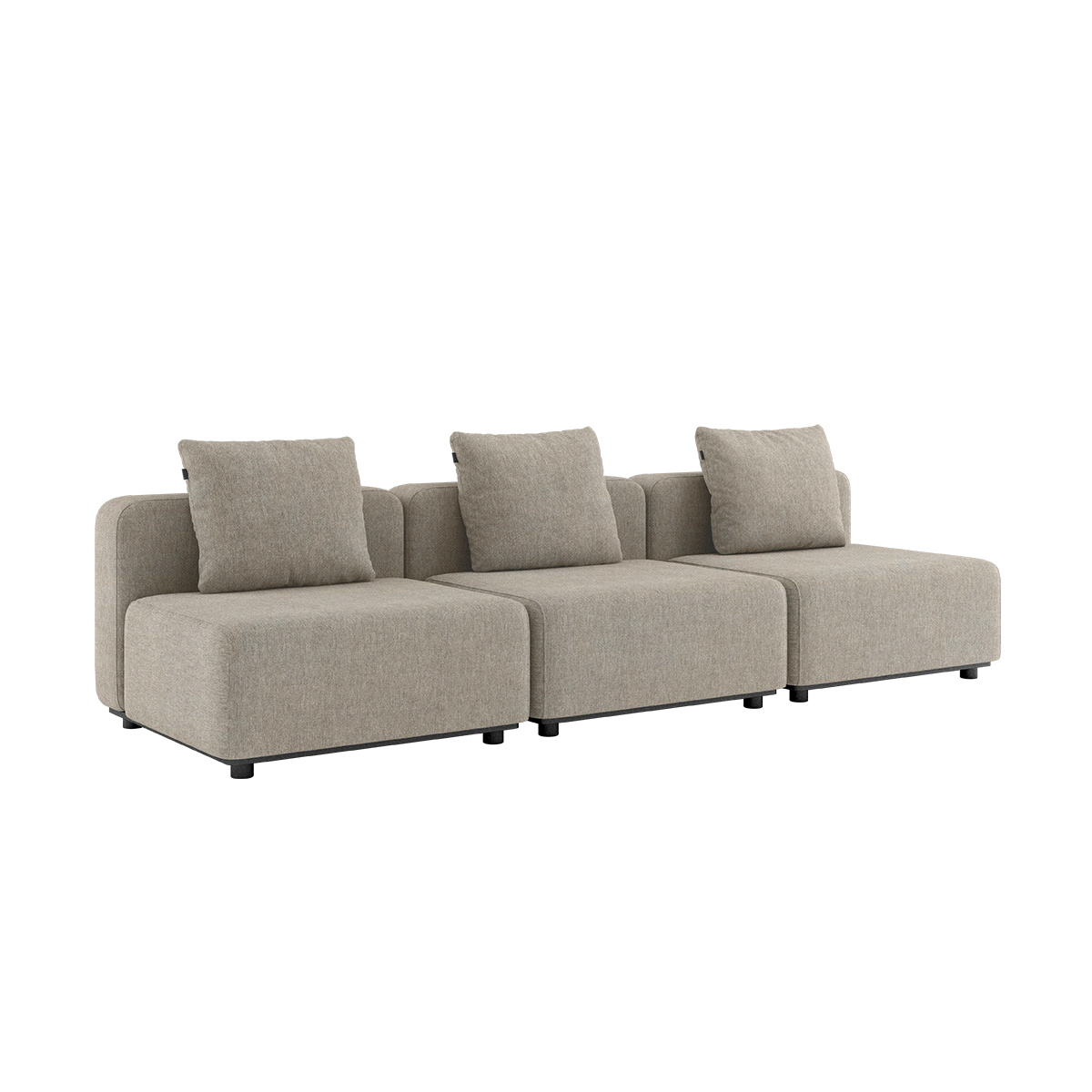 Kirra Sand Cobana Lounge Sofa 3-seater without armrest or pouf with powder-coated aluminum frame and cushions