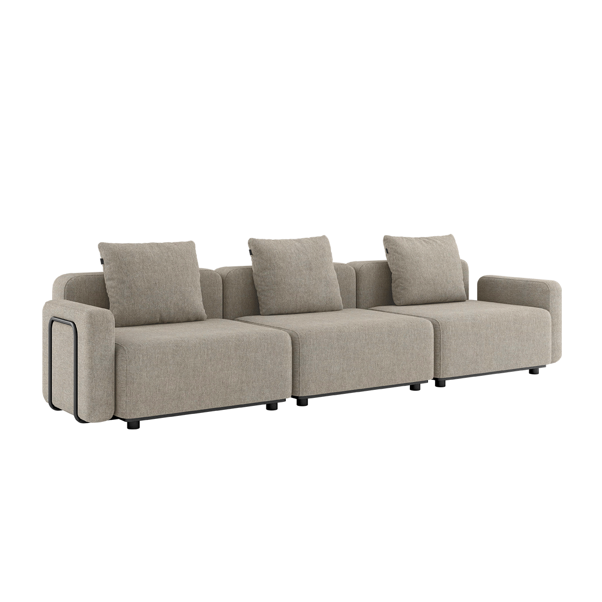 Kirra Sand Cobana Lounge Sofa 3-seater with armrest, outdoor modular design with powder-coated aluminum frame
