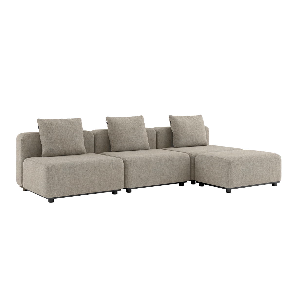 Kirra Sand Cobana Lounge Sofa 3-seater with pouf, modular outdoor seating without armrests