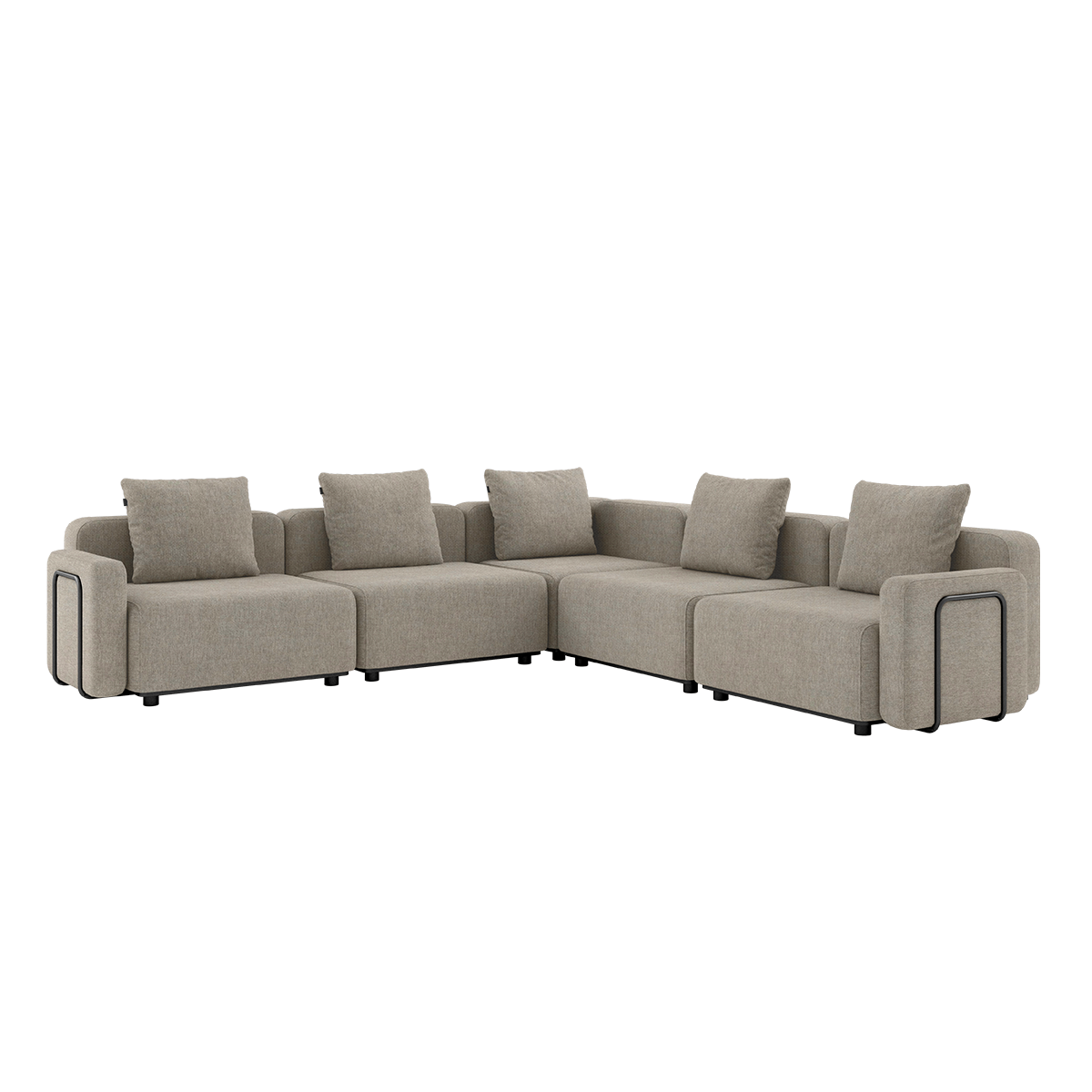 Kirra Sand Cobana Lounge 5-seater corner sofa with armrest in outdoor setting