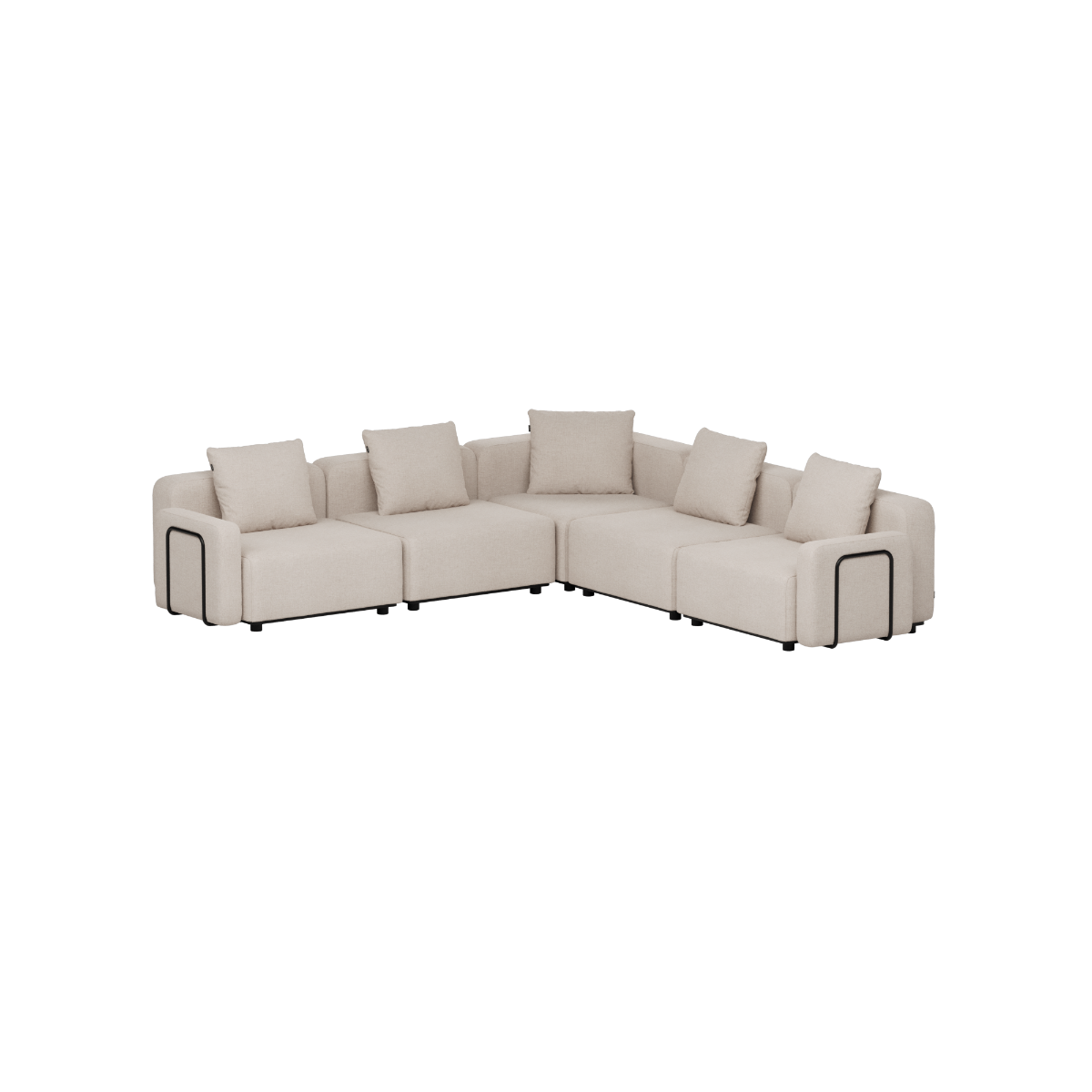 Cream five seater modular corner sofa with plush cushions and clean Scandinavian lines for stylish outdoor lounging by sackit