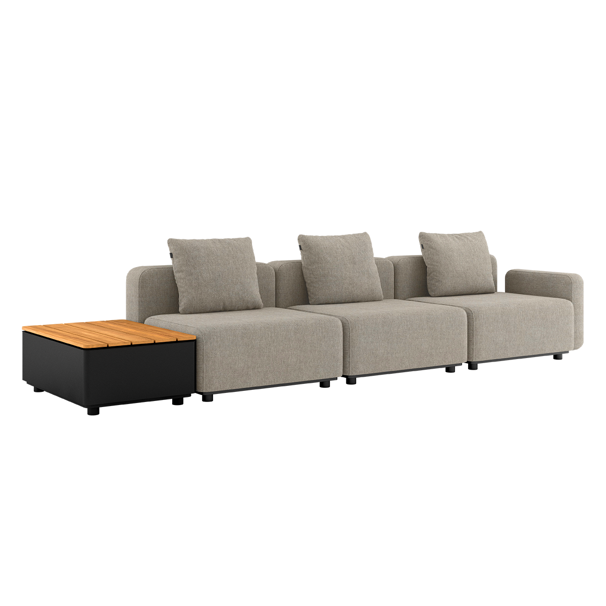 Kirra Sand Cobana Lounge Sofa 3-seater with patio storage table in outdoor setting