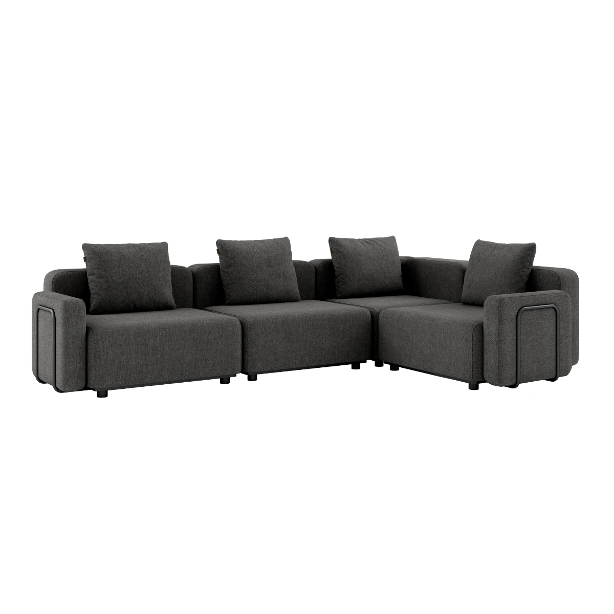Cobana Grey 4-seater outdoor corner sofa with armrest and powder-coated aluminum frame