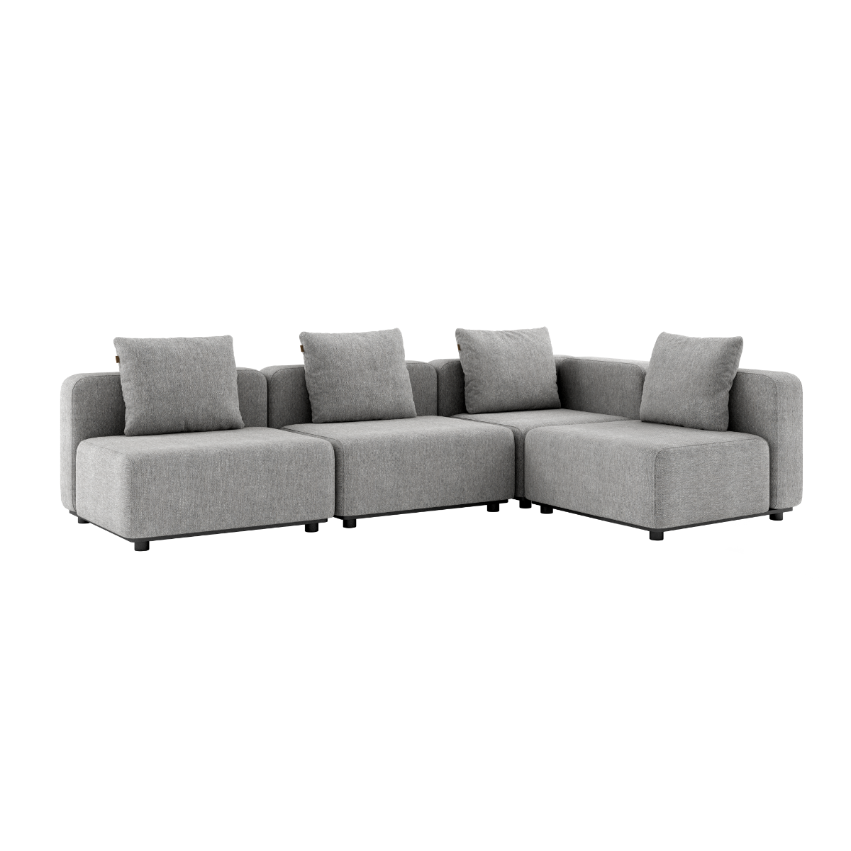Cobana Lounge Sofa 4-seater corner in Cobana Sand Melange without armrest with powder-coated aluminum frame and cushions