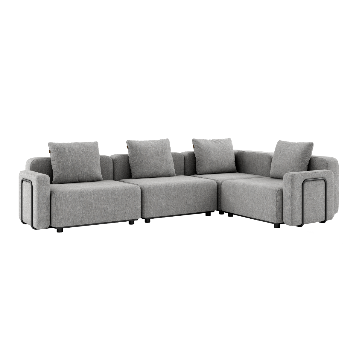 Cobana Lounge Sofa 4-seater corner outdoor sofa in Cobana Sand Melange with armrest, powder-coated aluminum frame and cushions.