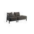 Kirra Lounge Sofa 2-seater in Kirra Noir with left open end, aluminum frame and olefin cushions outdoors