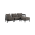Kirra Noir 3-seater lounge sofa with pouf, powder-coated aluminum frame and dark olefin fabric.