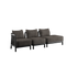 Kirra Lounge Sofa 3-seater with left open end in Kirra Noir outdoor fabric and aluminum frame