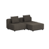 Dark grey modular outdoor lounge sofa with two seat cushions and back cushions in clean Scandinavian design by sackit for terraces and gardens