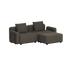 Dark gray modular outdoor lounge sofa with two seats and chaise in clean Scandinavian style designed in Denmark by sackit