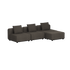 Dark gray three seat modular outdoor lounge sofa with three cushions and chaise style seating by sackit for Scandinavian gardens and terraces