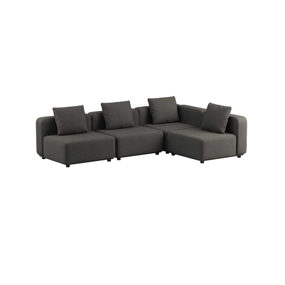 Kirra Noir Cobana Lounge Sofa 4-seater corner outdoor sofa without armrest with powder-coated aluminum frame