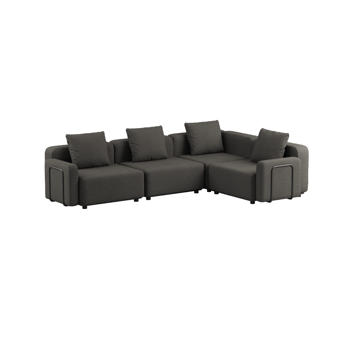 Kirra Noir Cobana Lounge Sofa 4-seater corner outdoor sofa with armrest and powder-coated aluminum frame