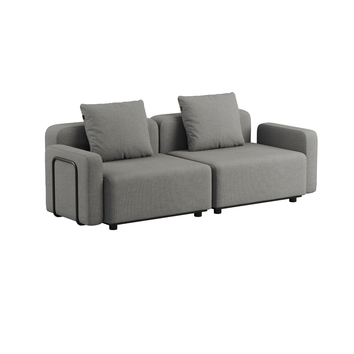 Kirra Sand Cobana Lounge Sofa 2-seater with armrest, powder-coated aluminum frame and cushions, no pouf.