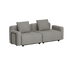 Grey two seat modular outdoor sofa with clean Scandinavian lines and two cushions from sackit designed in Denmark for Nordic weather