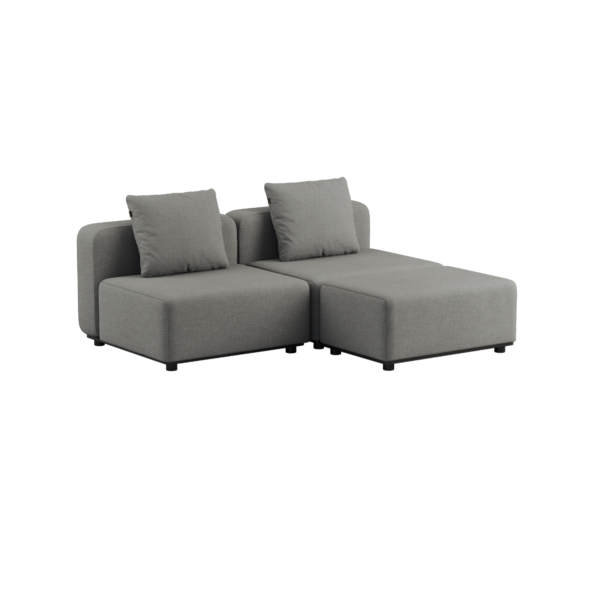 Kirra Sand Cobana Lounge Sofa 2 seater with pouf, powder-coated aluminum frame, outdoor setting