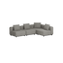 Gray modular four seat corner sofa with clean Scandinavian lines and cushions for comfortable outdoor lounging