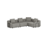 Gray four seat modular outdoor corner sofa with clean Scandinavian lines and soft cushions designed by sackit for comfortable garden and terrace lounging
