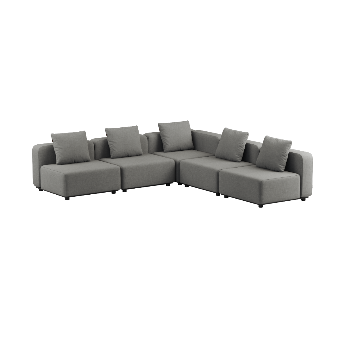 Kirra Grey Cobana Lounge Sofa 5-seater corner outdoor sofa without armrest with powder-coated aluminum frame