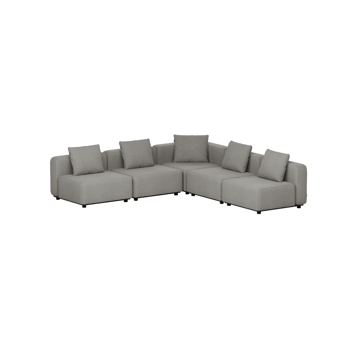 Grey five seater corner lounge sofa with cushions by sackit for stylish Scandinavian outdoor seating in gardens and terraces