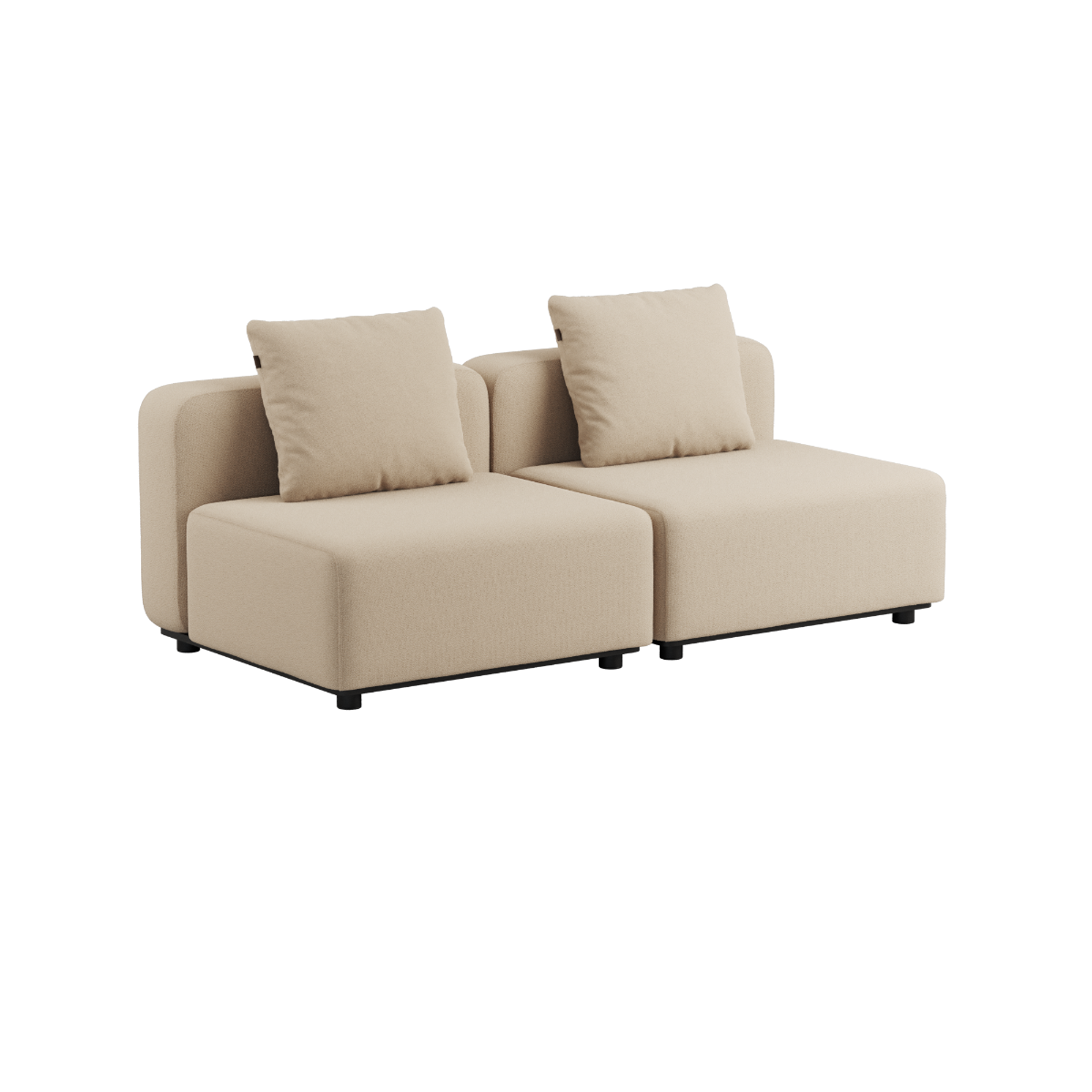 Kirra Indigo Cobana Lounge Sofa 2-seater with armrest and pouf, outdoor powder-coated aluminum frame and cushions