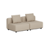 Beige two seat modular outdoor lounge sofa with two cushions and clean Scandinavian lines from sackit for gardens terraces and Nordic weather