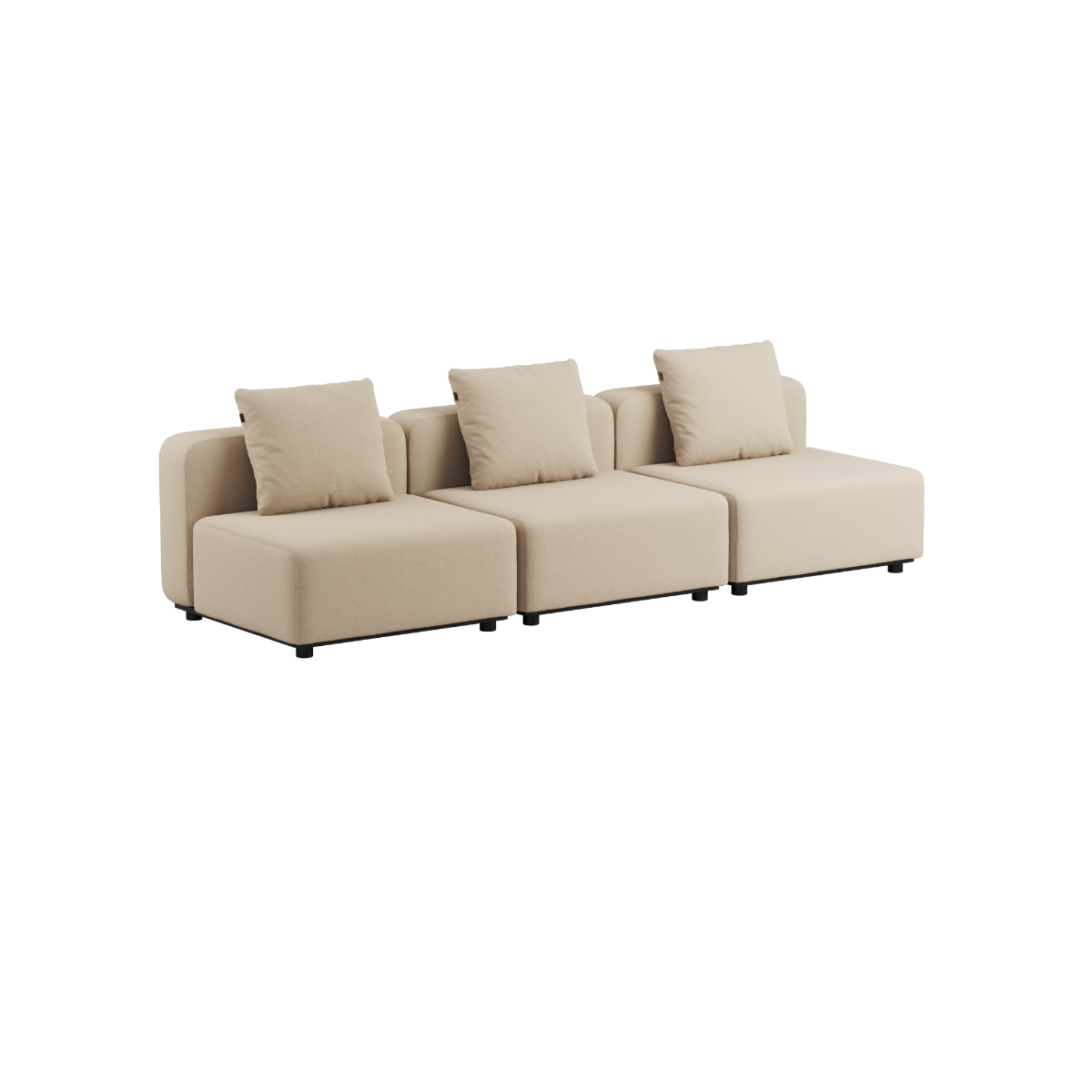 Cobana Lounge Sofa 3-seater in Cobana Grey with armrest and pouf, powder-coated aluminum frame outdoor sofa