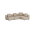 Beige four seat modular corner sofa with five cushions and clean Scandinavian lines for stylish outdoor lounging by sackit