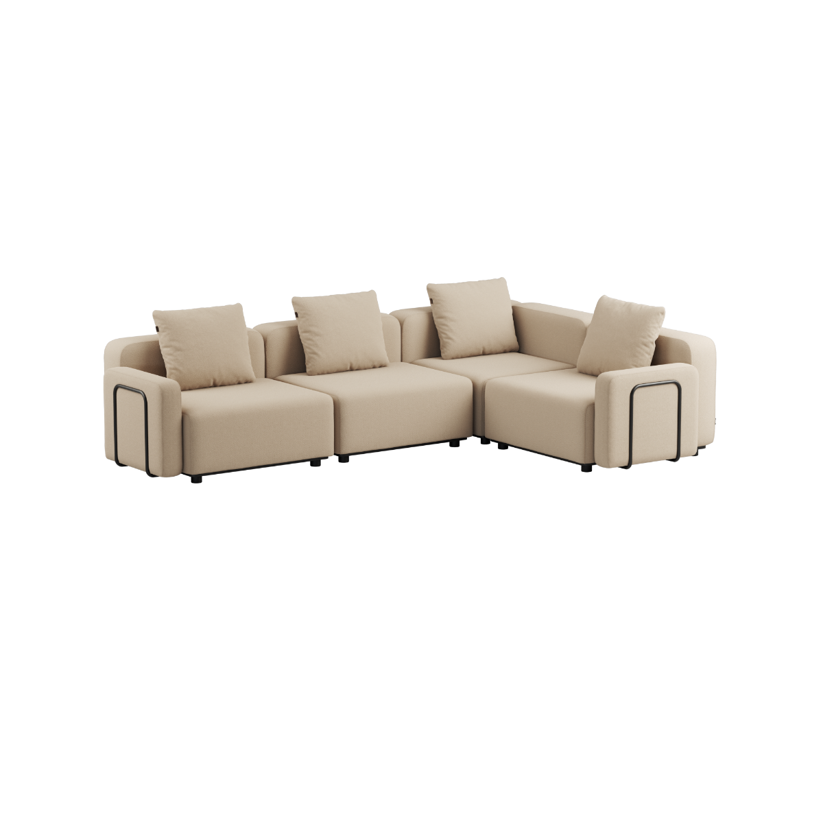 Boucle Beige Cobana Lounge Sofa 4-seater corner with armrest in outdoor setting