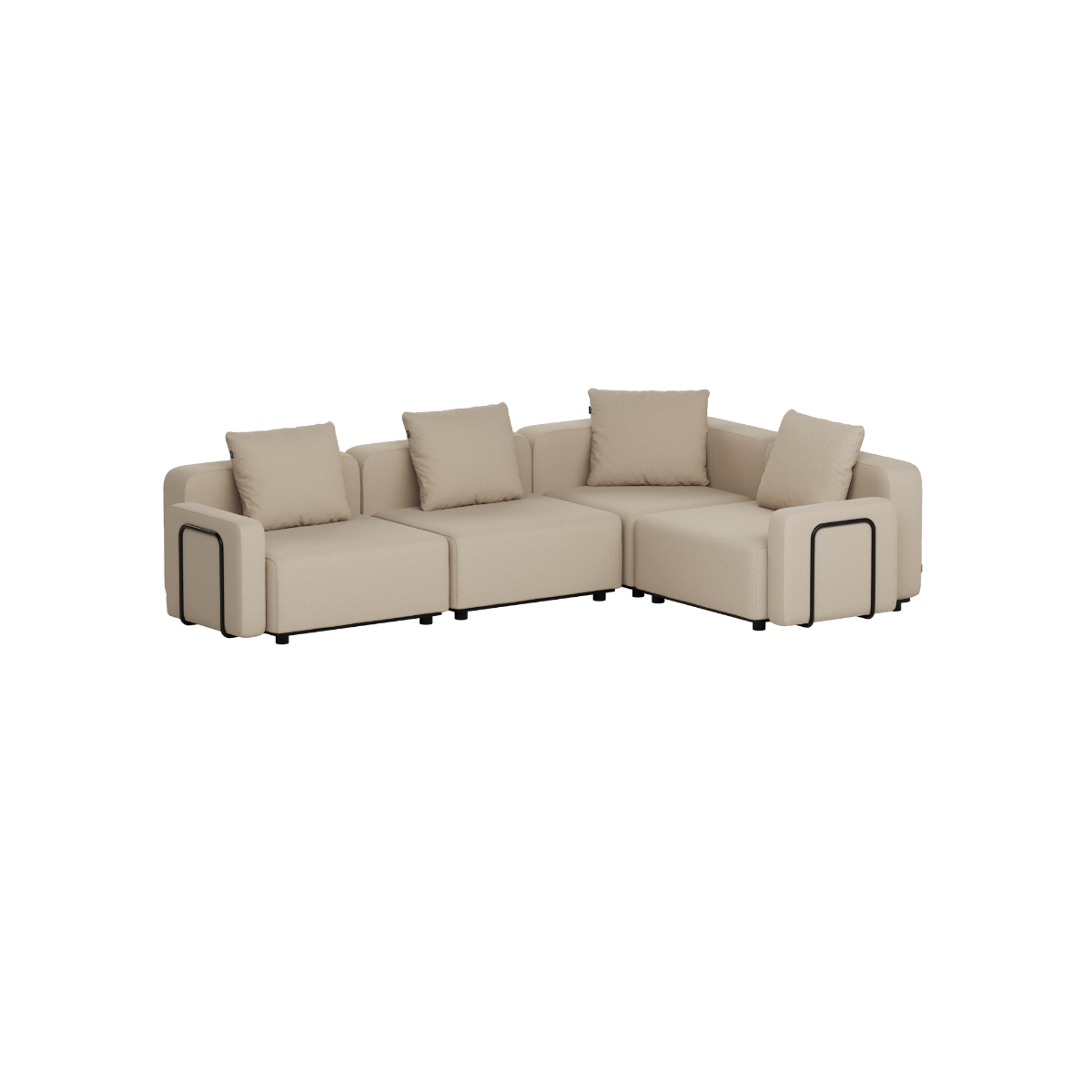 sackit Cobana modular four seater corner sofa in beige with plush cushions and clean Scandinavian lines for comfortable outdoor lounging