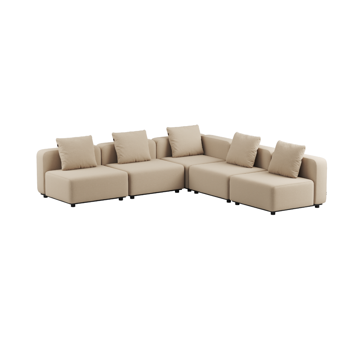 Boucle Beige Cobana Lounge Sofa 5-seater corner outdoor sofa without armrest with powder-coated aluminum frame