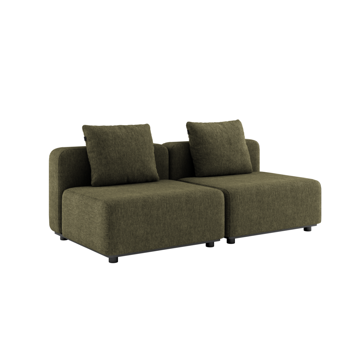 Kirra Olive Cobana Lounge Sofa 2-seater without armrest or pouf with powder-coated aluminum frame and cushions