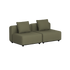 sackit two seater outdoor lounge sofa in olive green with plush cushions clean Scandinavian lines and modular design for gardens and terraces