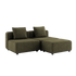 Kirra Olive Cobana Lounge Sofa 2-seater with pouf, modular outdoor sofa without armrest in eco-certified textile