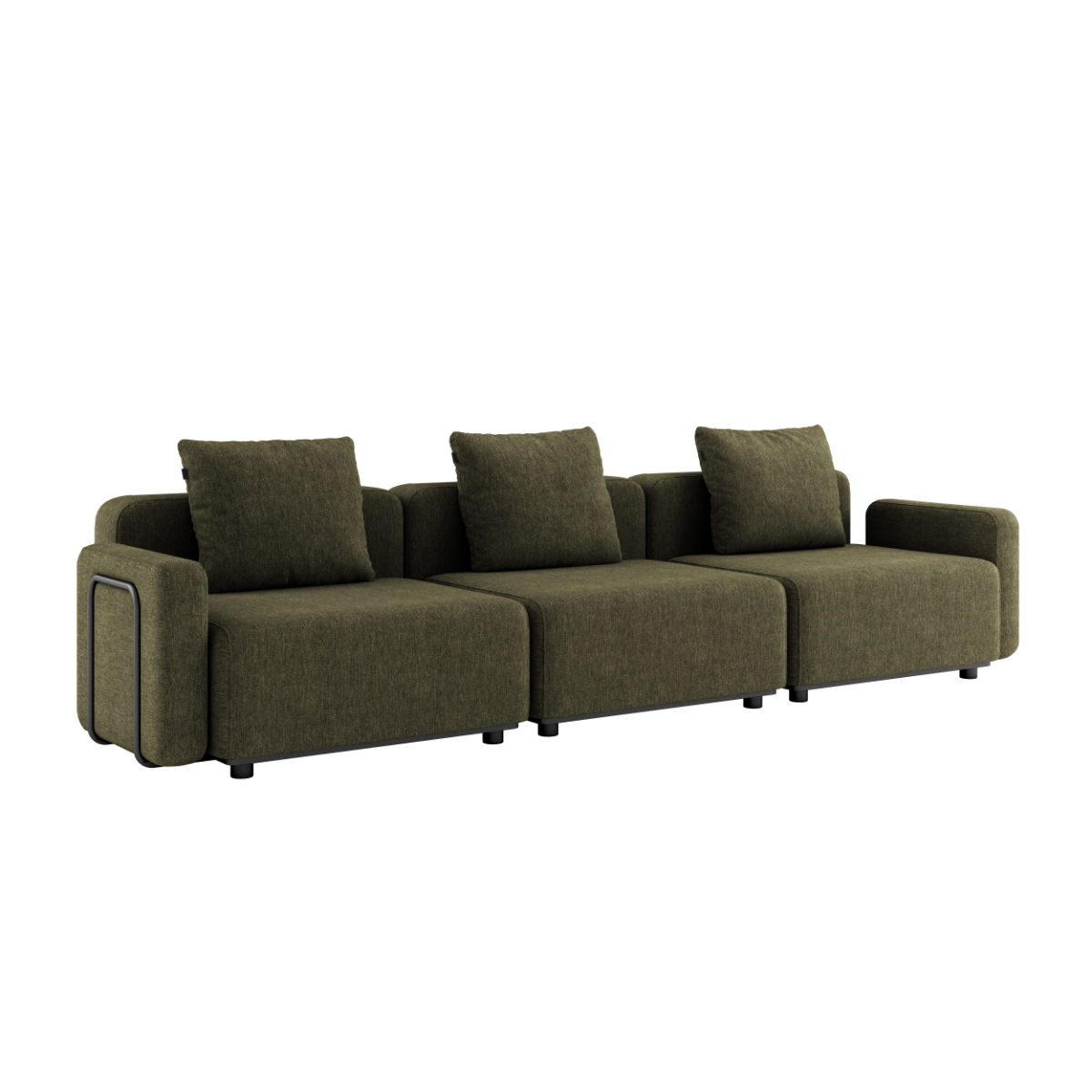 Kirra Olive Cobana Lounge Sofa 3-seater with armrest, outdoor modular design with cushions