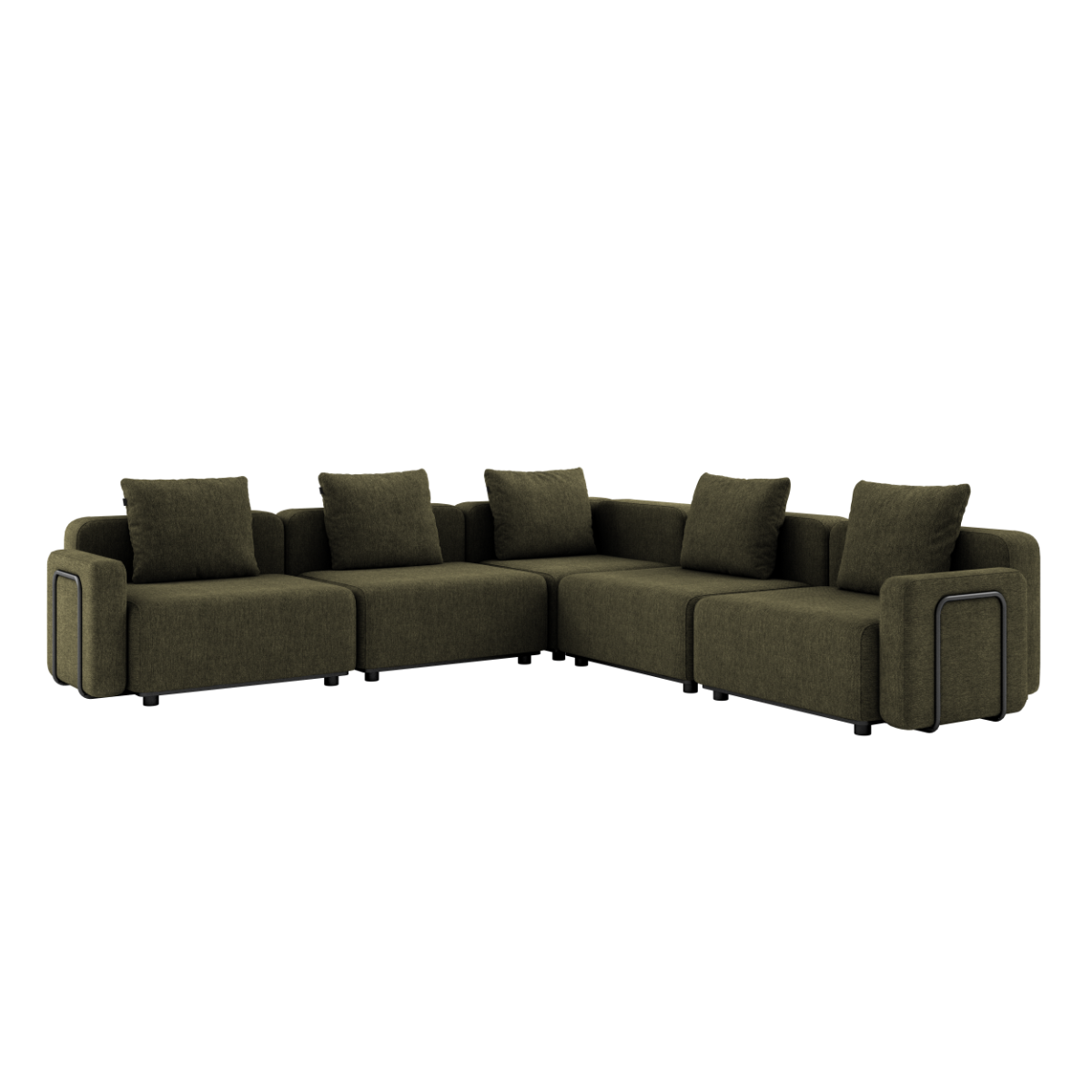 Kirra Olive Cobana Lounge Sofa 5-seater corner with armrest, modular outdoor seating with cushions
