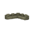 Olive green modular outdoor corner sofa with plush cushions and clean Scandinavian lines from sackit Europe
