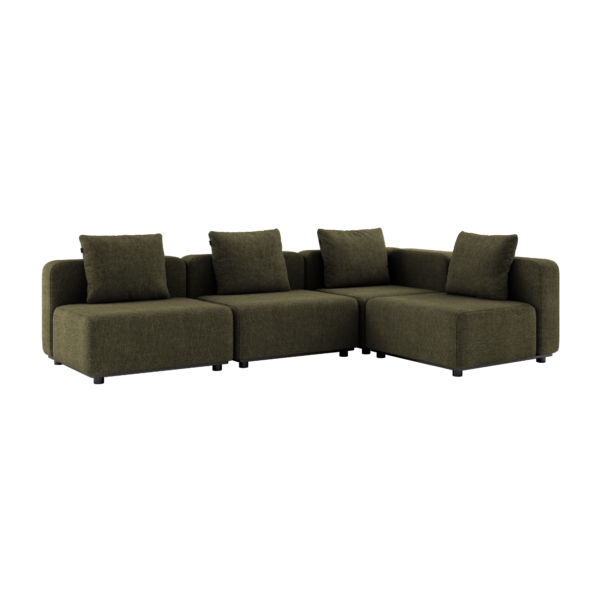 Kirra Olive Cobana Lounge Sofa 4-seater corner without armrest, modular outdoor seating with cushions