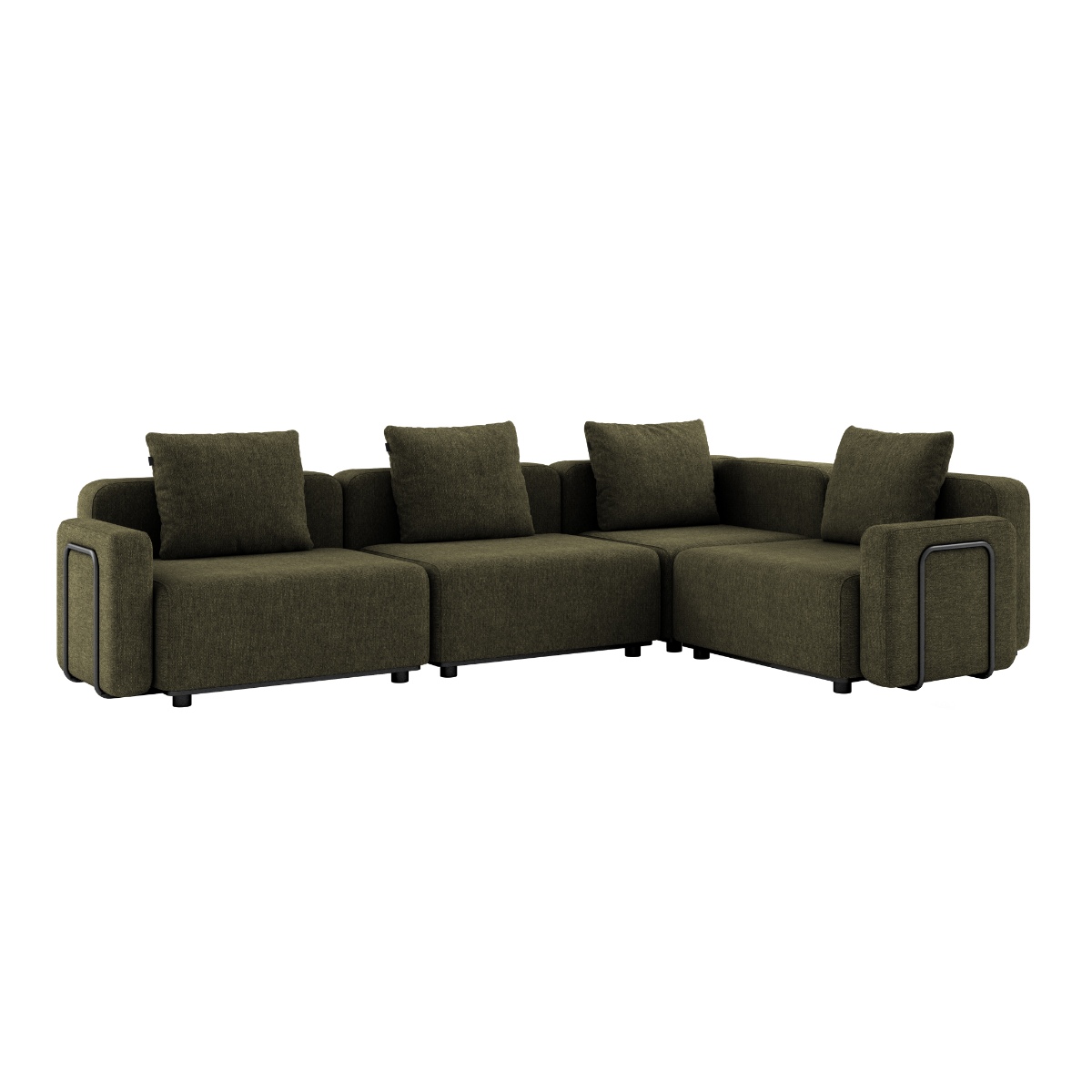 Kirra Olive Cobana Lounge 4-seater corner sofa with armrest, powder-coated aluminum frame and cushions