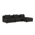 Cobana Lounge Sofa 3-seater chaise in black with powder-coated aluminum frame and cushions