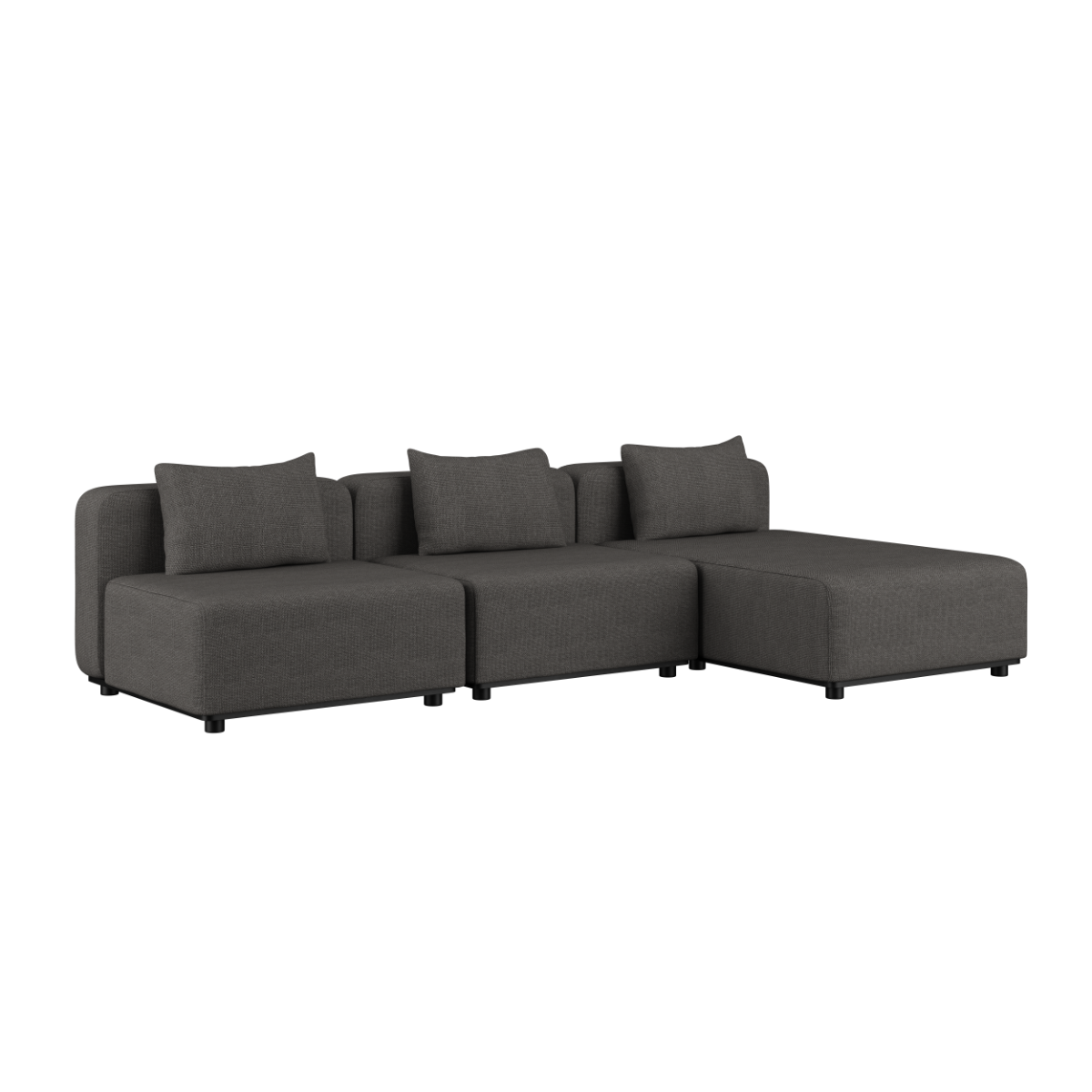 Cobana Lounge Sofa 3-seater chaise in Cobana Grey with powder-coated aluminum frame and cushions.