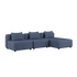 Kirra Indigo Cobana Lounge Sofa 3-seater chaise with modular powder-coated aluminum frame and cushions