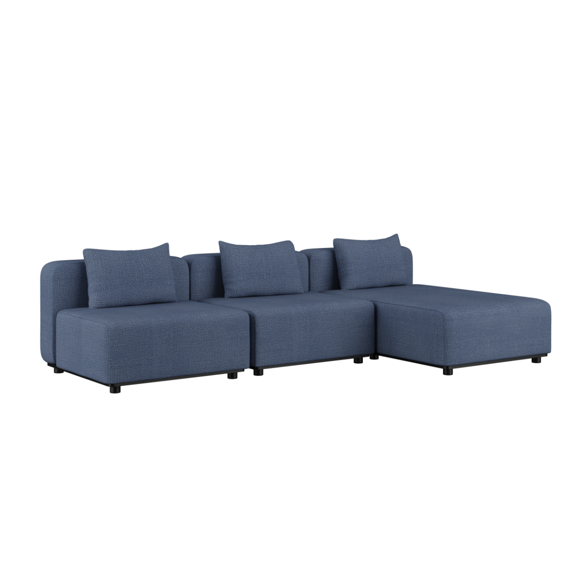 Kirra Indigo Cobana Lounge Sofa 3-seater chaise with powder-coated aluminum frame and cushions