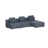 Dark gray modular outdoor chaise sofa with three seat cushions and four back cushions by sackit designed in Denmark for Nordic weather