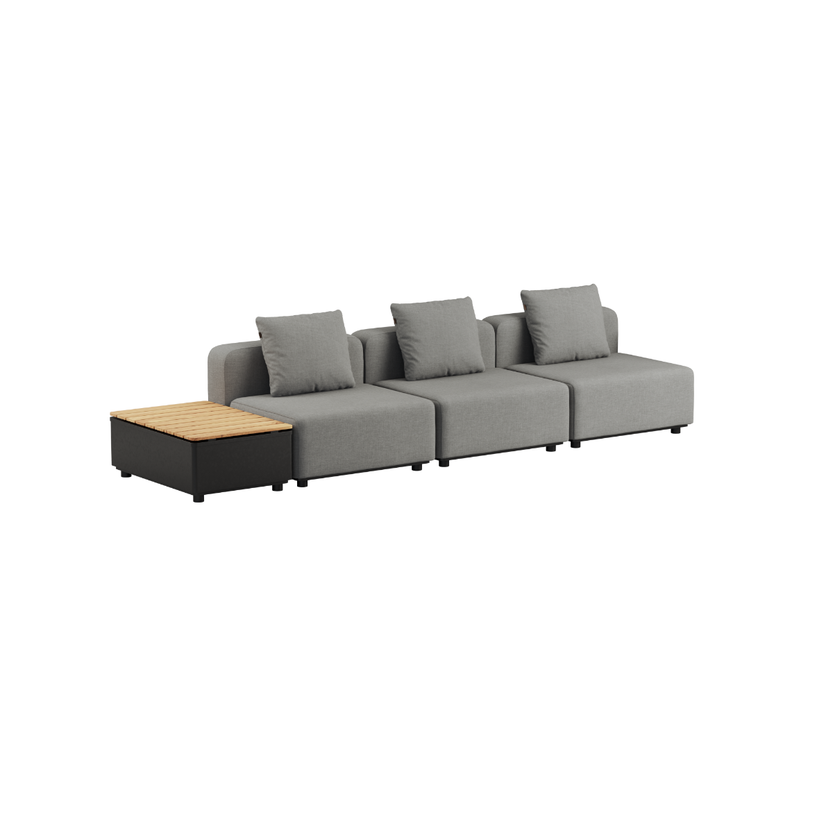 Kirra Grey Cobana Lounge Sofa 3-seater without armrest or pouf with Patio Storage Table outdoors