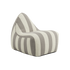 sackit outdoor bean bag chair in cream and grey striped upholstery with a deep seat and supportive high back shown against a plain background