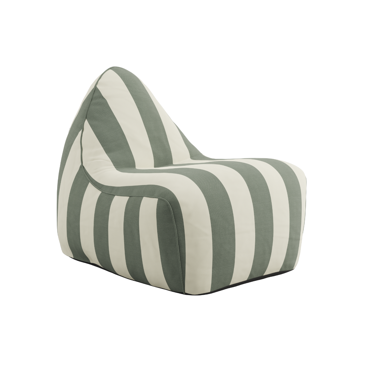 sackit outdoor lounge chair with green and cream stripes for comfortable weather resistant seating in Nordic gardens