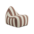 sackit outdoor lounge chair with broad brown and cream vertical stripes on a clean background