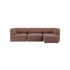 sackit Fjord three seat sofa in warm brown upholstery with rounded cushions and a calm Scandinavian design on a plain background